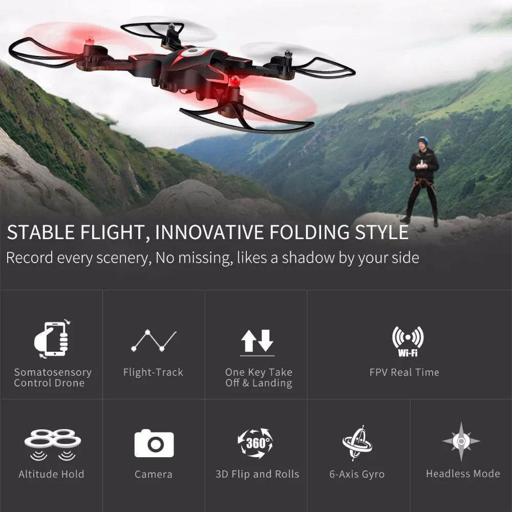 Syma X56W складной Радиоуправляемый квадрокоптер с HD Wi Fi камерой 4 канальный
