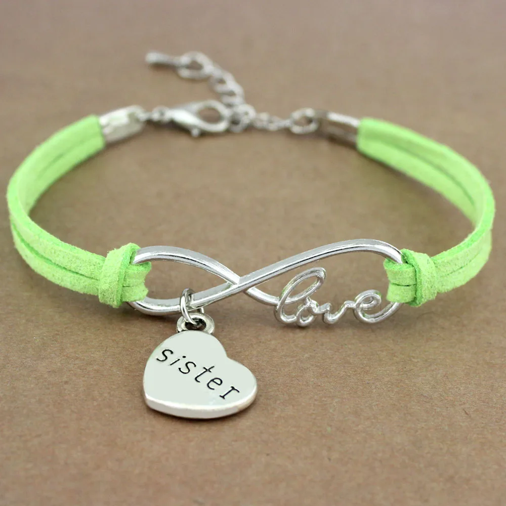 Sister Flower Girl Maid of Honour Honor Bridesmaids Heart Infinity Love Charm Bracelets Women Jewelry Pink Red 20 Colors | Украшения и