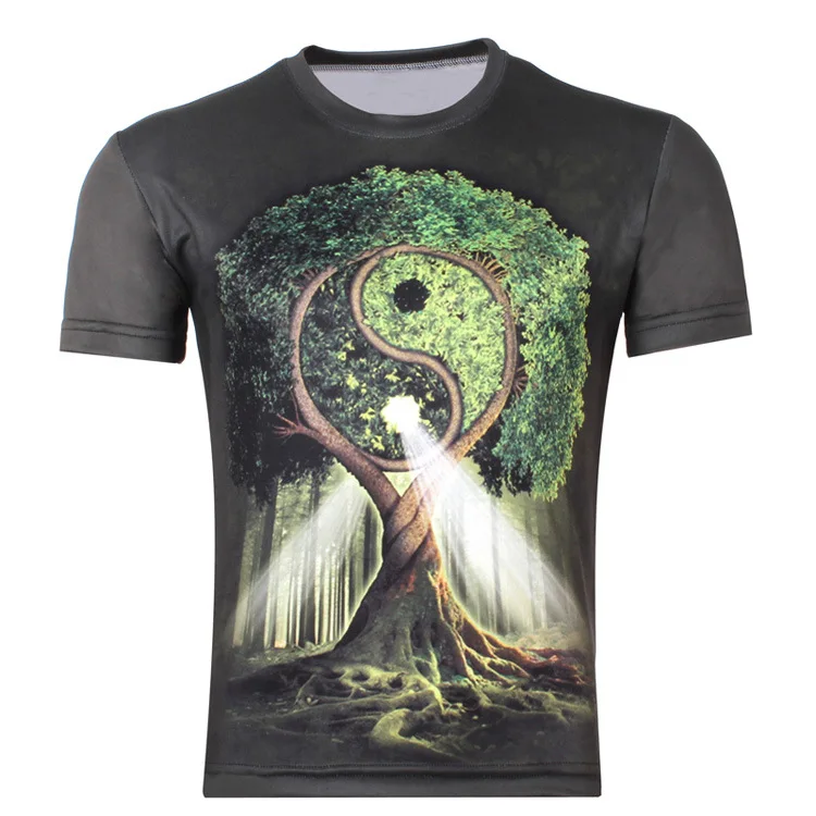 YING YANG TREE/футболка с 3D принтом Тай Чи Вудс Летние футболки унисекс Короткие
