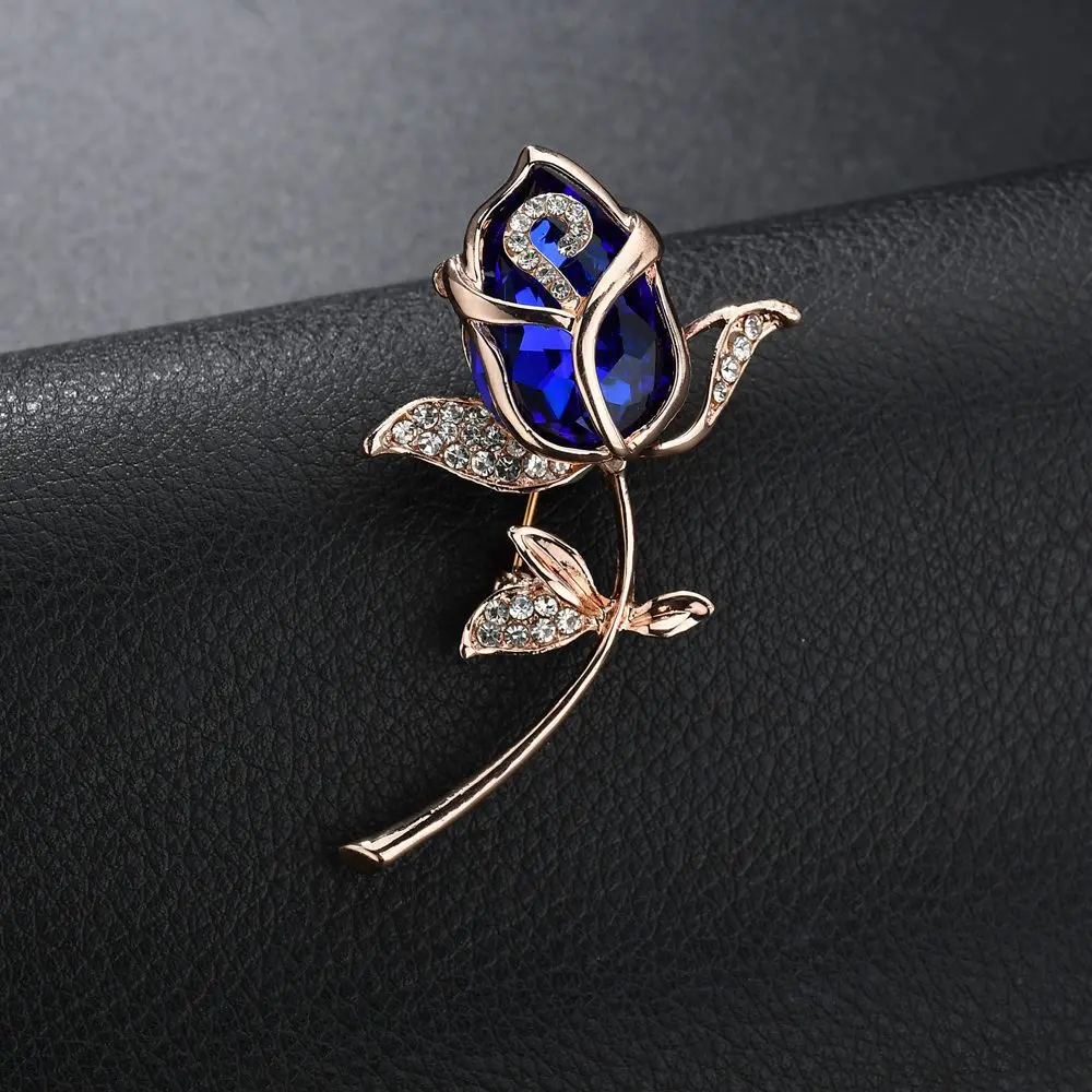 Женская брошь в форме цветка розы роскошные украшения цвета золота блестящие