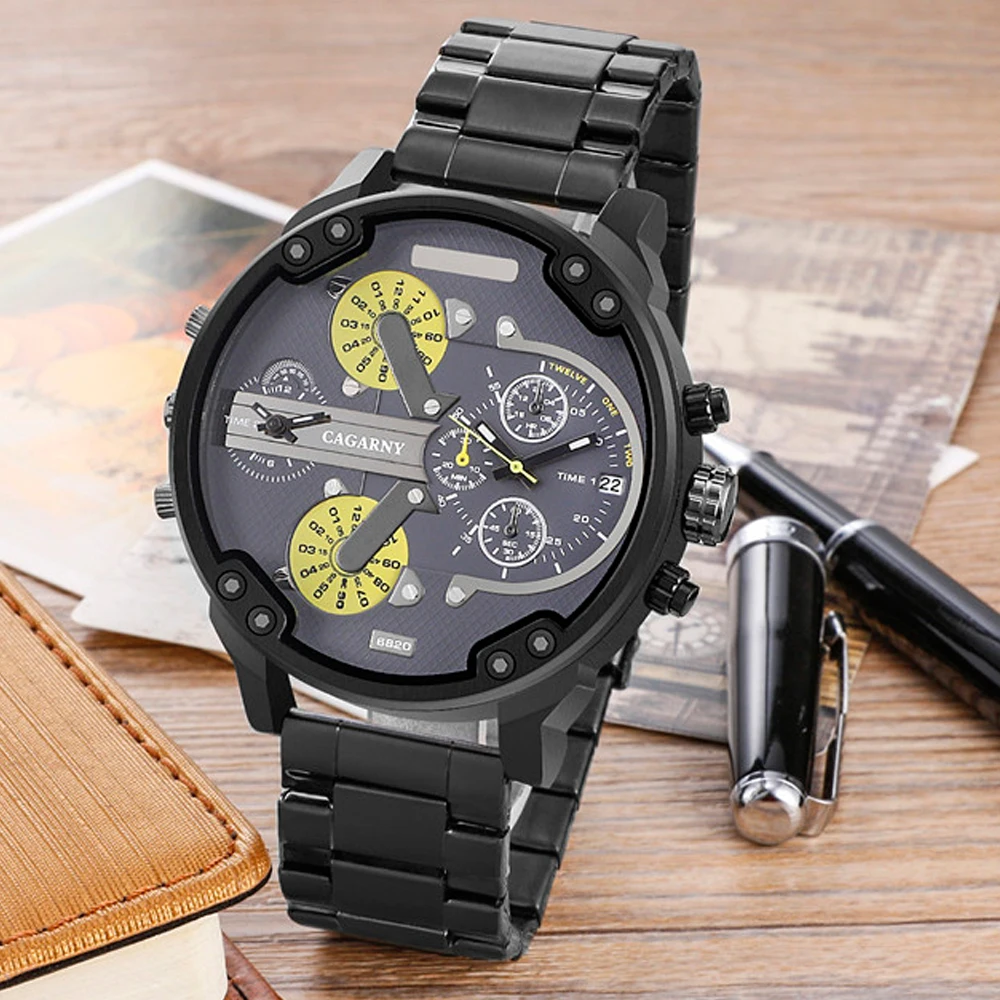 Cagarny Топ Бренд роскошные часы для мужчин Спорт Кварцевые часы для мужчин s часы водонепроницаемый золото сталь наручные часы Военная Униформа Relogio Masculino