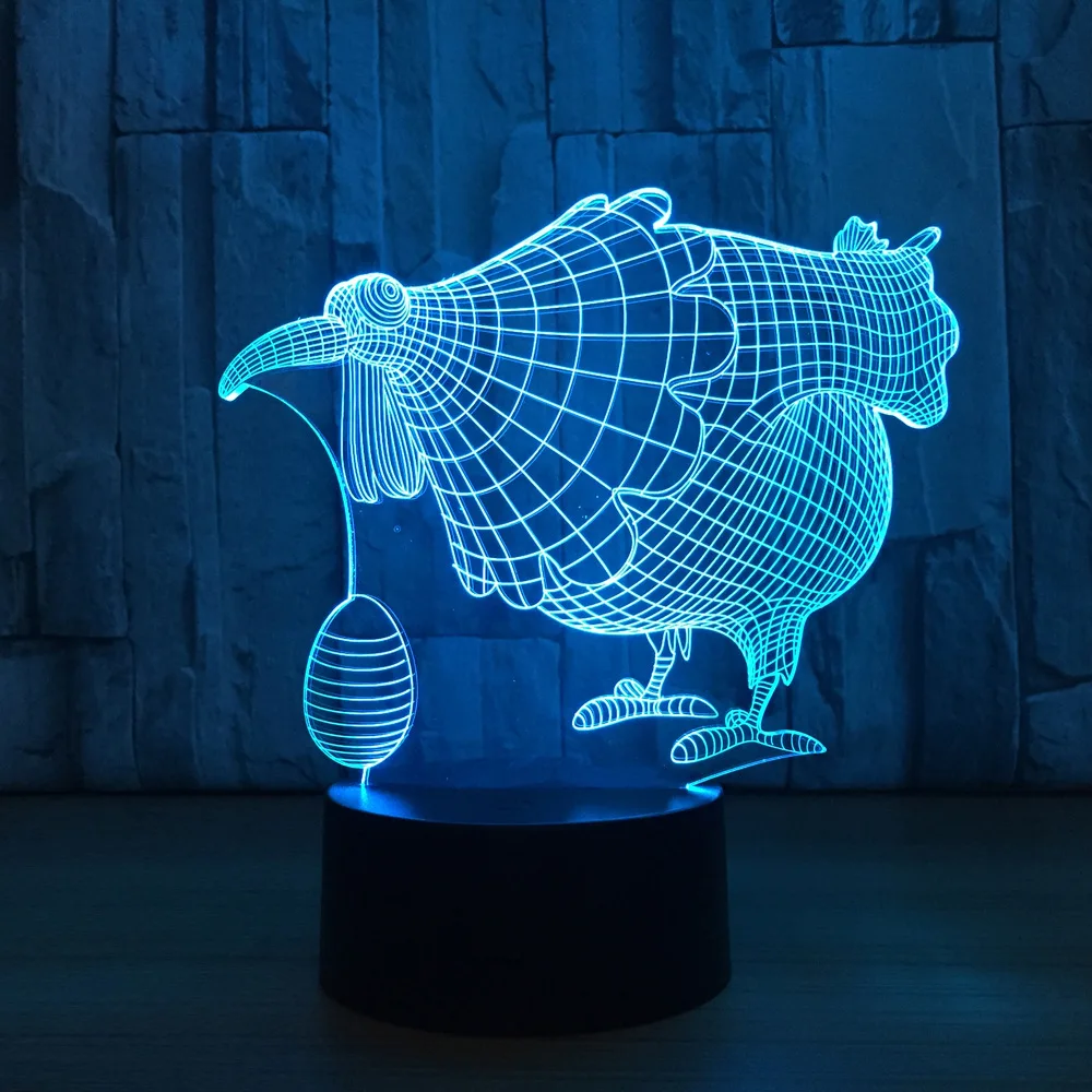 Chickren с яйцом 3D светодиодный светильник 7 цветов Форма лампа как декоративные
