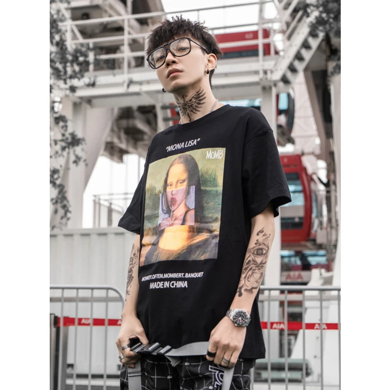 UNCLEDONJM Monalisa хип хоп футболка забавная Мужская рубашка 2019 летняя короткий рукав