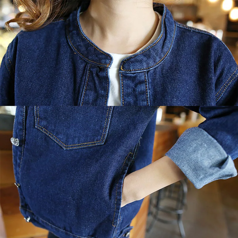 Узкие вставки осень Горячая Для женщин джинсовая куртка новинка 2017 года