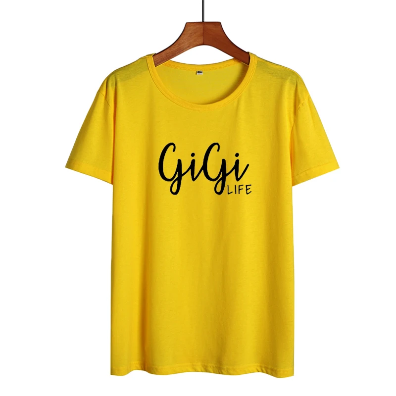 yellow-black Хипстерская футболка Gigi, новинка, подарок для мамы, Gigi Life saking, летняя хлопковая футболка, черно-белые повседневные топы, женская одежда - Цвет: yellow-black