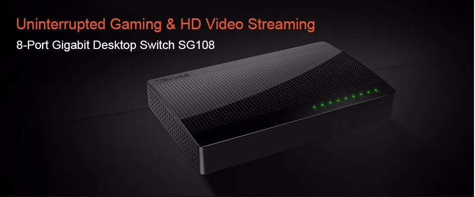 Tenda SG108 8-Port Gigabit Desktop Network Switch Fast Ethernet 10/100/1000Mbps SOHO Switch, Auto MDI/MDIX, Plug and Play