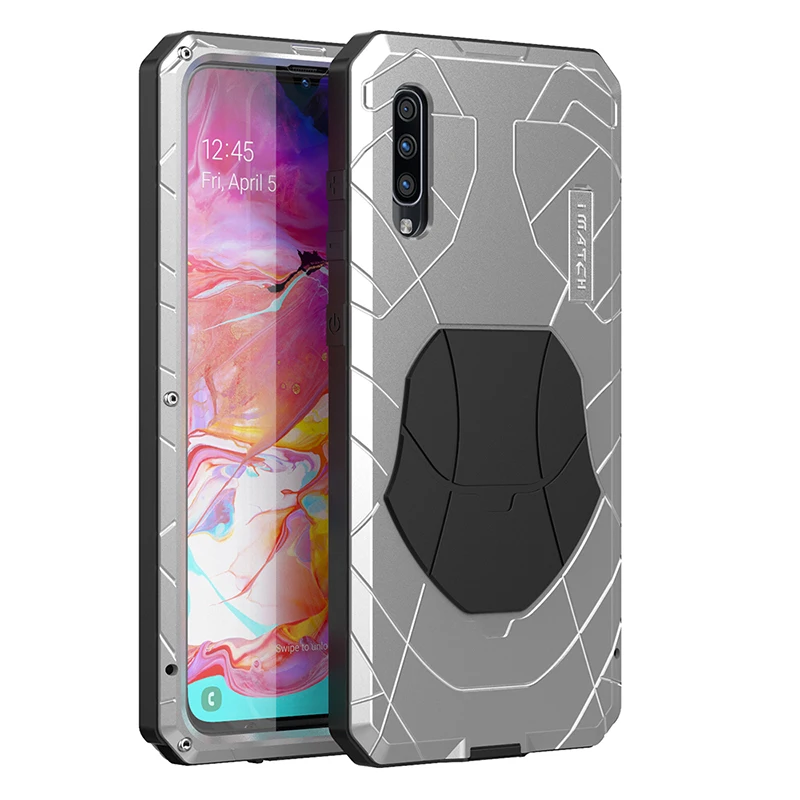 Для samsung Galaxy A70 чехол для телефона жесткий алюминиевый металлический Закаленное стекло Защитная крышка для экрана сверхпрочный защитный силиконовый чехол
