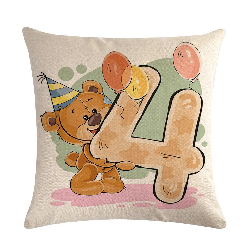 Чехол на подушку с цифрами мультяшный Мишка нет для дивана домашний декоративный