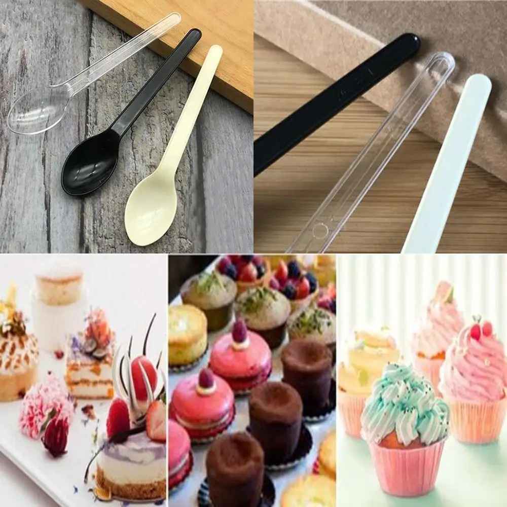 50 шт одноразовая посуда пластиковая ложка для мороженого десерт желе пудинг