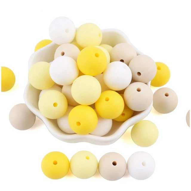 yellow series beads 10 шт. 15 мм Силиконовые Круглые Бусины DIY Ювелирные изделия прорезывание зубов шеи Детские Прорезыватели Для детская пустышка цепи пищевого качества силиконовые бусины продукты - Цвет: yellow series beads