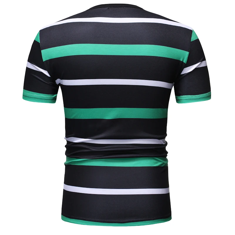 Летняя мужская футболка в полоску контрастного цвета Классическая Повседневная