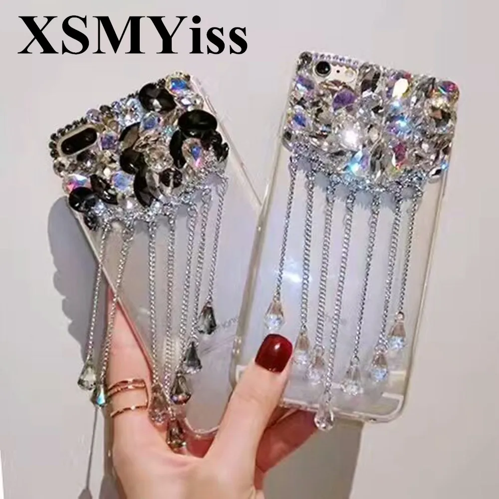 

Luxury Glitter Bling Diamond Tassel Pendant Soft Phone Case Cover For iPhone 13 12 11 Pro MAX For iPhone 6 6s 7 8 Plus XR XS Max