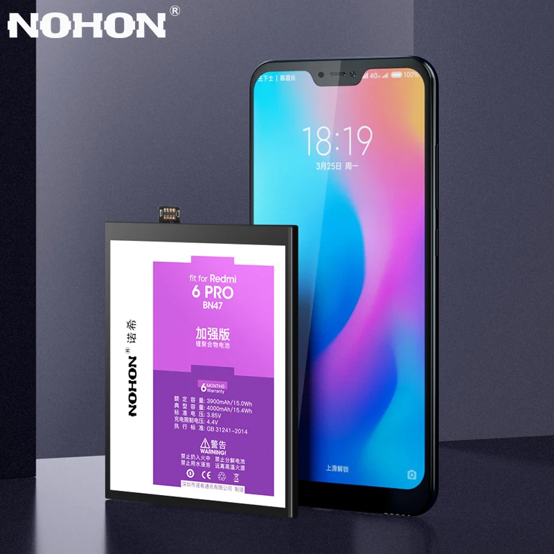 Сменный литий полимерный аккумулятор NOHON BN47 BN44 BN40 BM47 BM4A для Xiaomi Redmi 6 4 Pro 5 Plus 3 3S