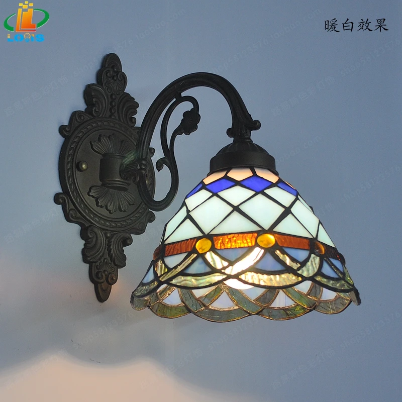 Синие настенные светодиодные лампы с одной головкой европейское искусство