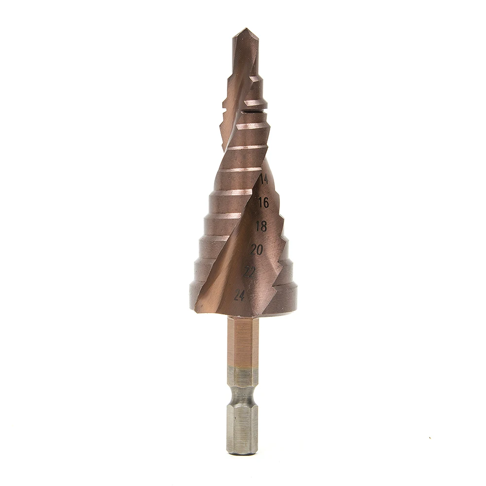 HSS Co Cobalt Titanium Metal Spiral Grooved Step Drill Bits Hole Cutter 1/4&quot Hex Shank Cone Drilling 6-24mm Saw M35 | Инструменты