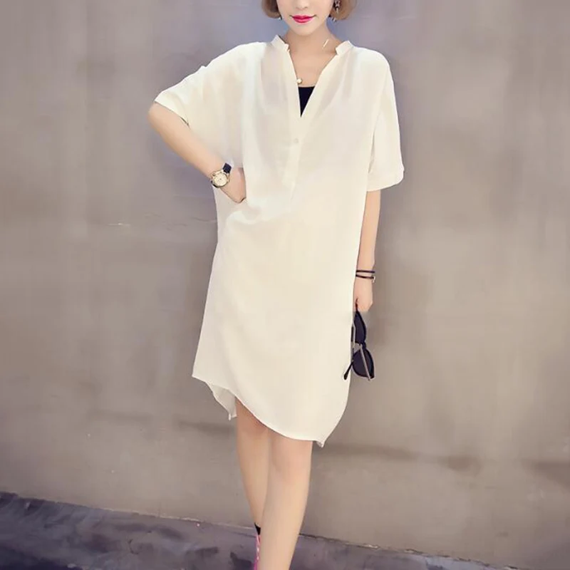 Женское платье с v-образным вырезом и коротким рукавом однотонная Пляжная