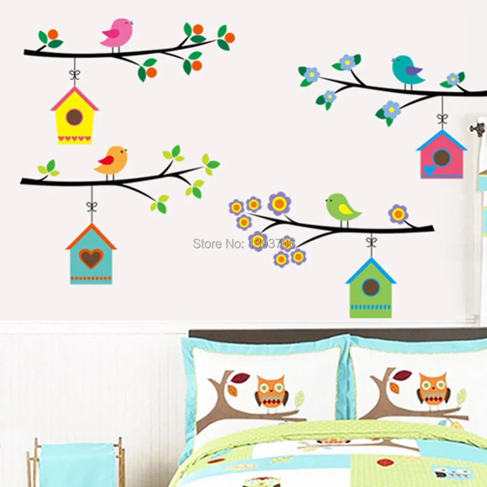 Модные Винтажные отрасль Bird Cage наклейки Съемный Гостиная росписи кафе окна дети