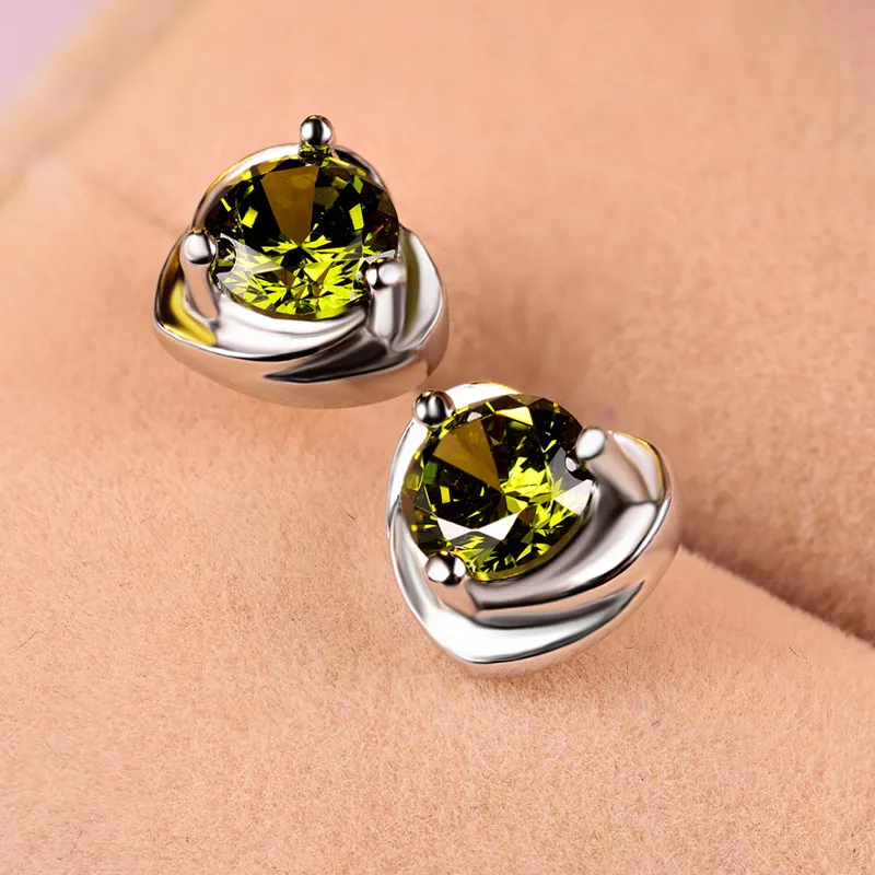 Серьга для Для женщин White Diamond Ruby Аметист Цветной сердце фигура Циркон 925 пробы