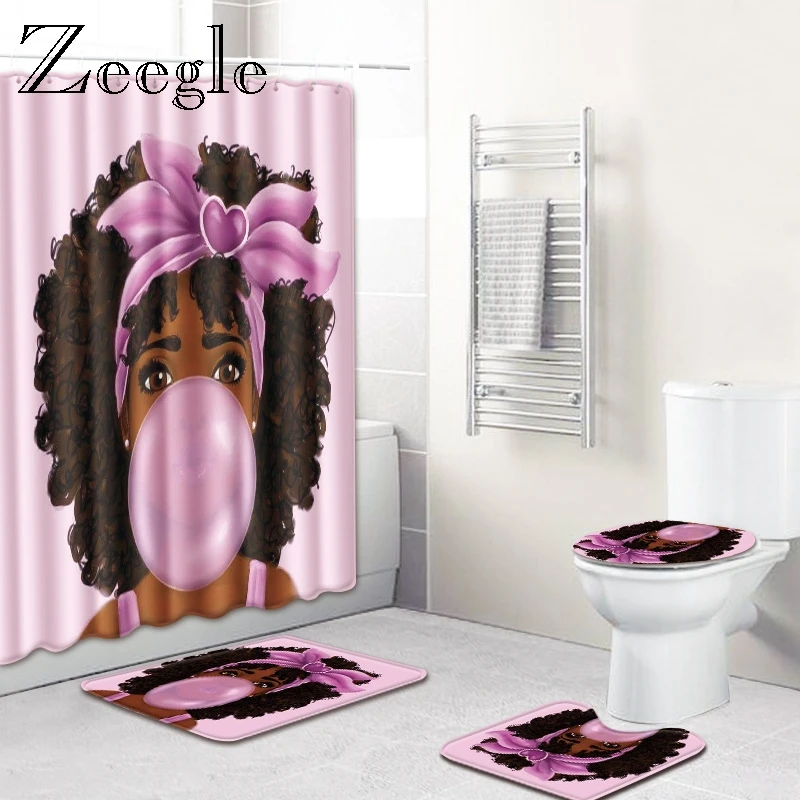 Нескользящий Впитывающий Коврик для ванной Zeegle 4 шт. с занавеской душа коврик