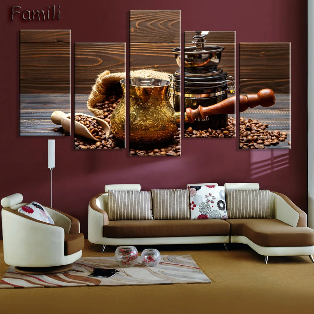 5 шт. настенная Картина на холсте кофейная чашка кофейные зерна|print pictures canvas|picture