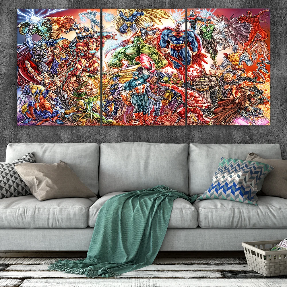 Marvel и DC Холст Плакаты украшения для дома стены книги по искусству рамки комплект