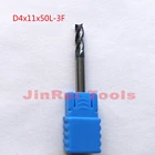 Концевые фрезы HRC45, твердосплавные Насадки для ЧПУ, 1 шт., 4 мм D4 * 11 * D4 * 50