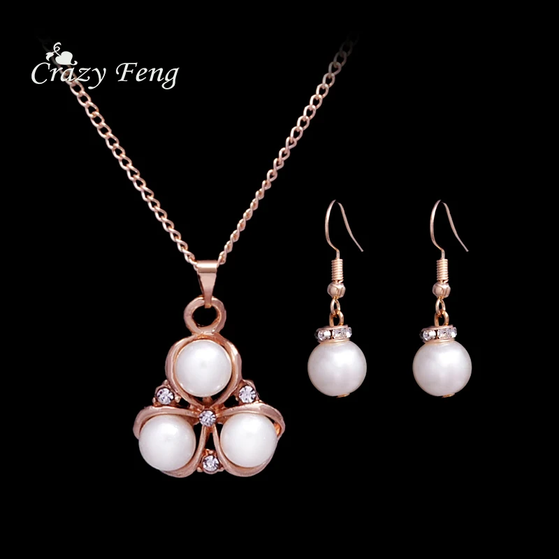 Серьги подвески в форме цветов набор ювелирных изделий золотого цвета ожерелье