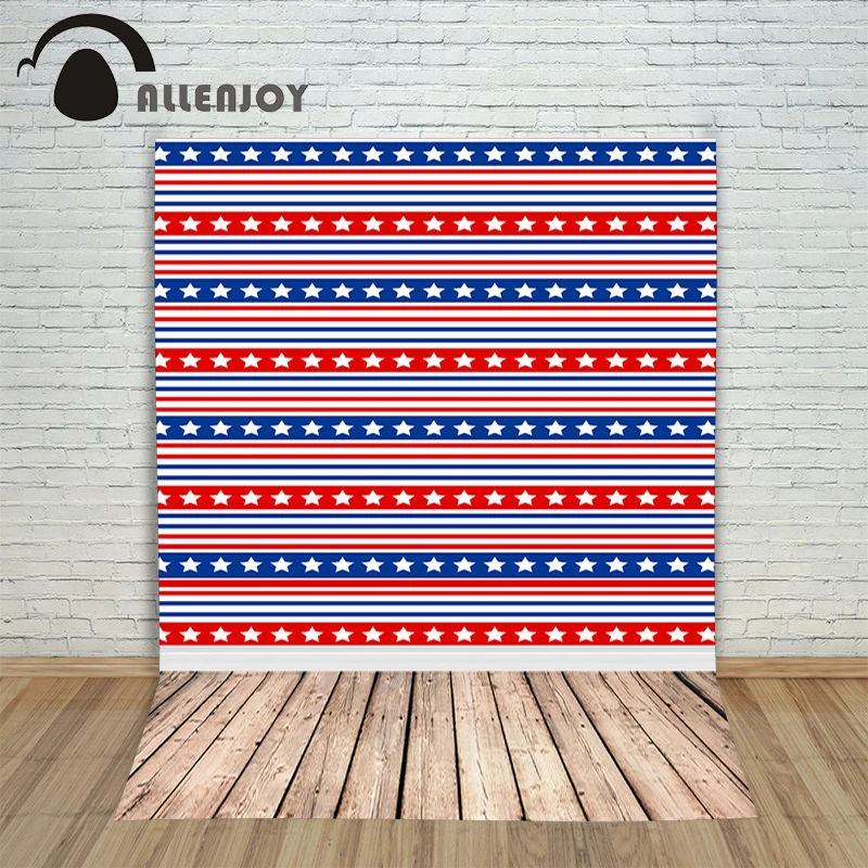 

Allenjoy photography background White star red blue horizontal stripe wood photocall background for photos vinyl backdrops