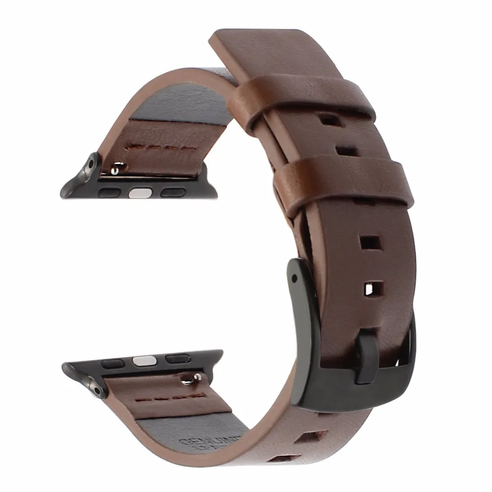 Italy Genuine Leather Watchband + New Adapters for iWatch Apple Watch 38mm 42mm Series 1 2 3 Band Steel Buckle Wrist Strap | Наручные