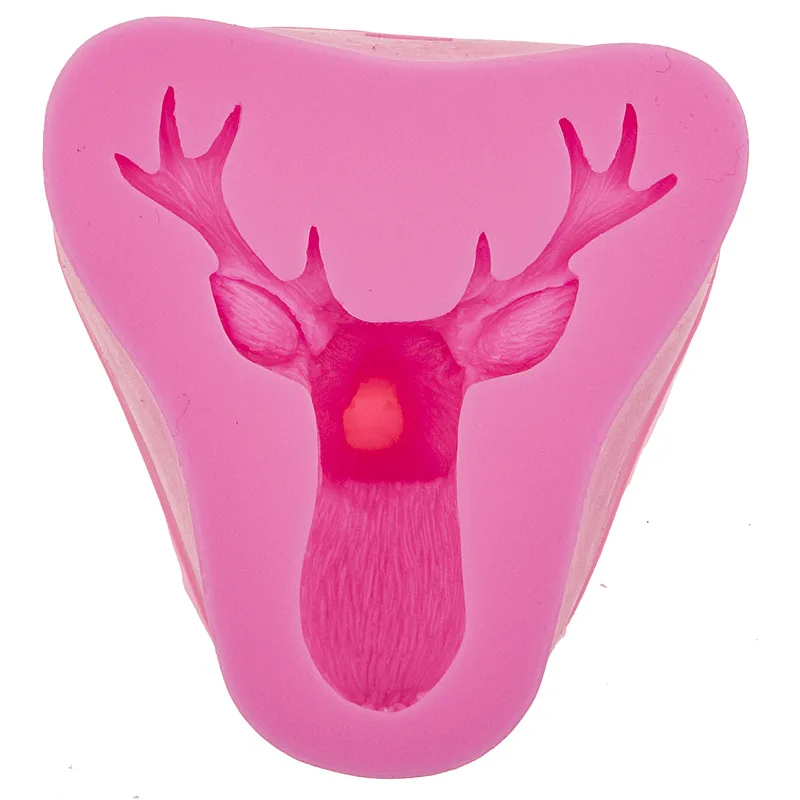 Рождественский олень силиконовая 3D голова оленя форма для торта Форма шоколада