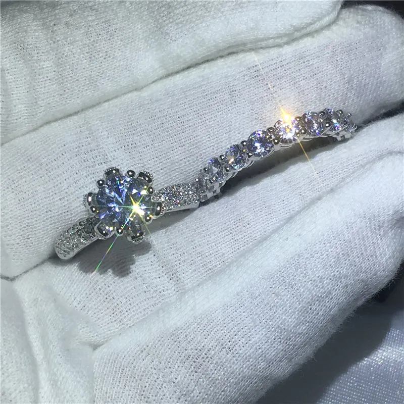 Ручной работы кольцо “Цветок” с AAAAA Циркон cz обручальное кольца для женщин из