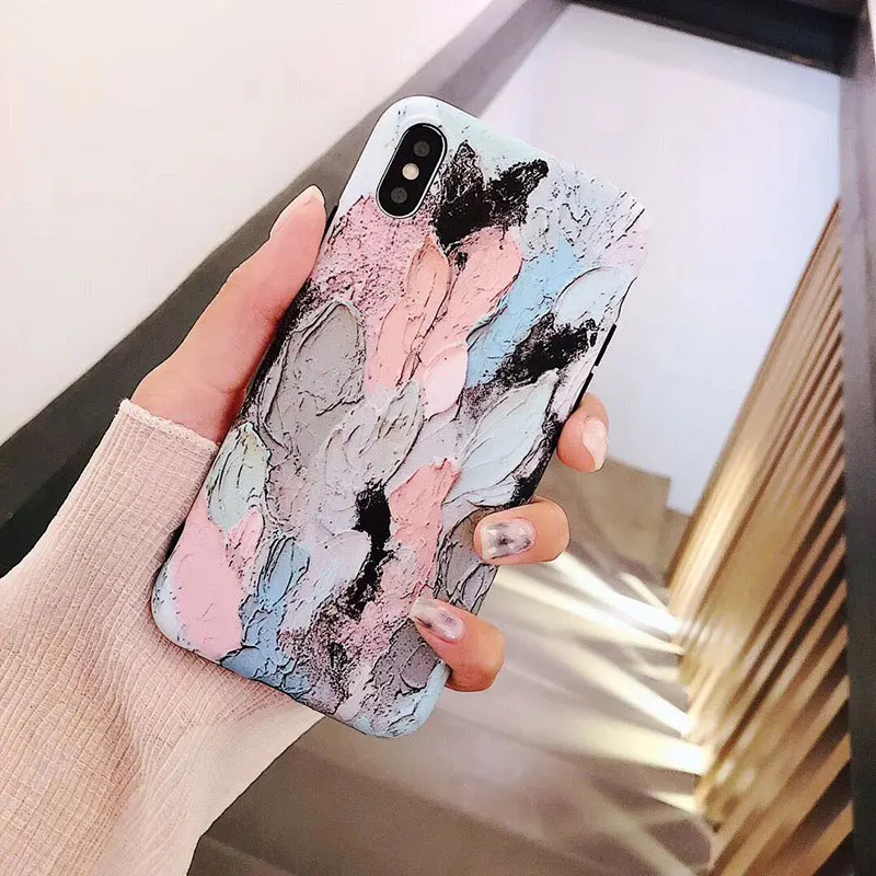Boucho Colorful Art Graffiti Painting Phone Case For iphone X XS MAX XR 8plus 6plus Cases 6 6s 7 8 Plus Back Cover |