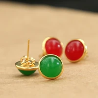 ear nails have no time for wholesale of green emerald red simple steel needles plated with genuine gold ear needles