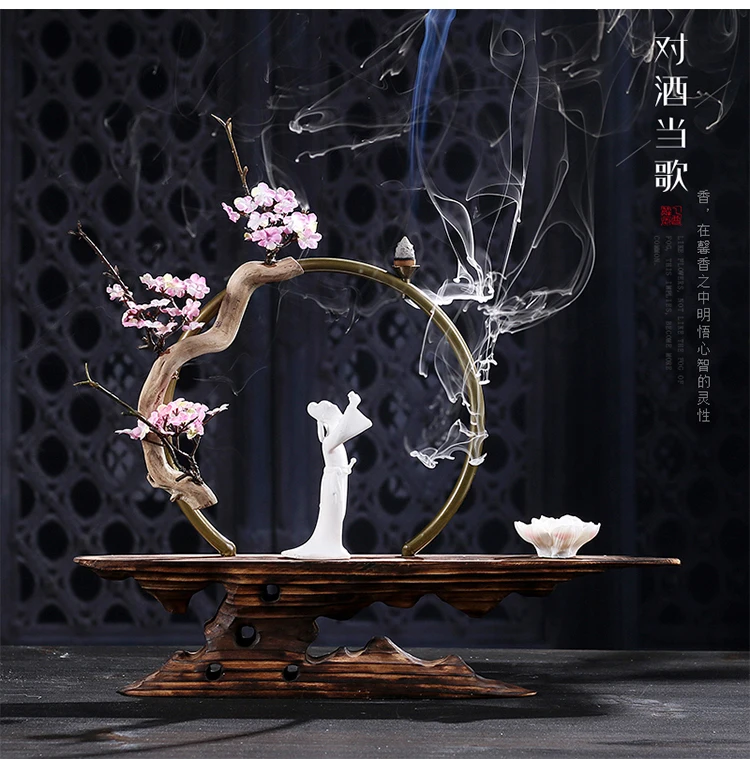 Zen Lucky курильница для благовоний, выветренная древесина, искусственные растения, курильница для благовоний керамическая курильница, цветочный горшок с персонажем, домашний декор, ремесла