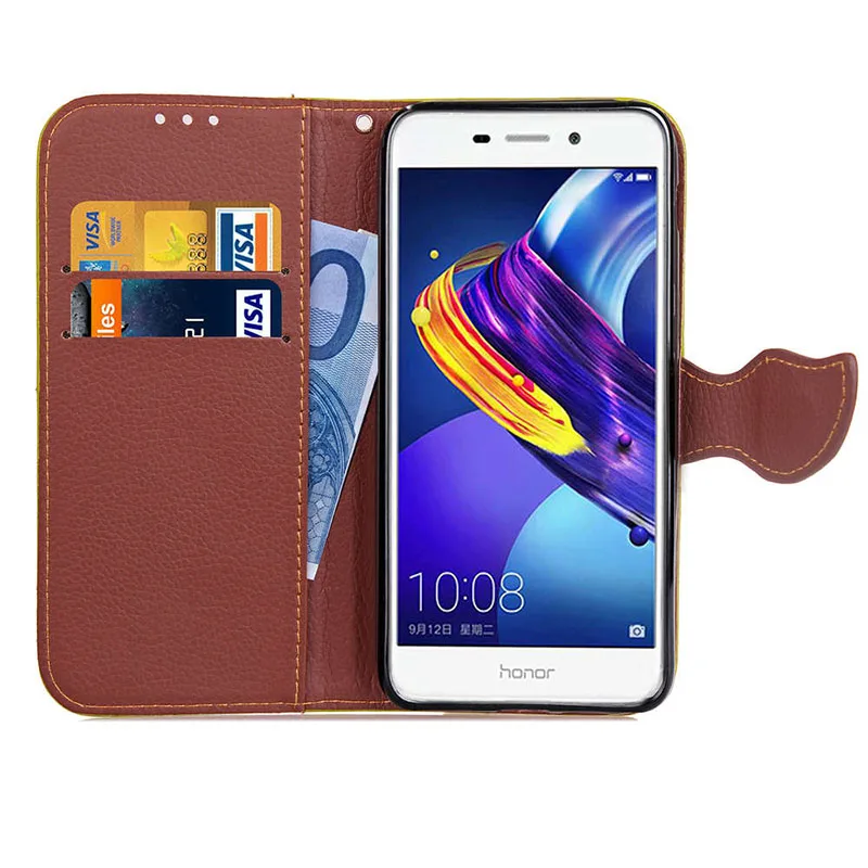 Роскошный кожаный чехол книжка с подставкой для huawei Honor 6C Pro мобильного телефона V9