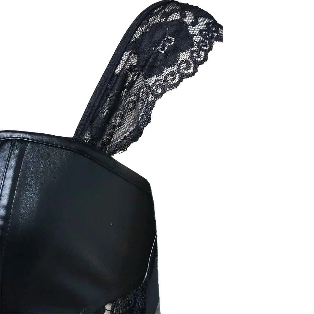 

Full corset steampunk gothic clothing Leather Control Slips bustiers Sexy shapers body hollow Lace Waist Cincher gift items