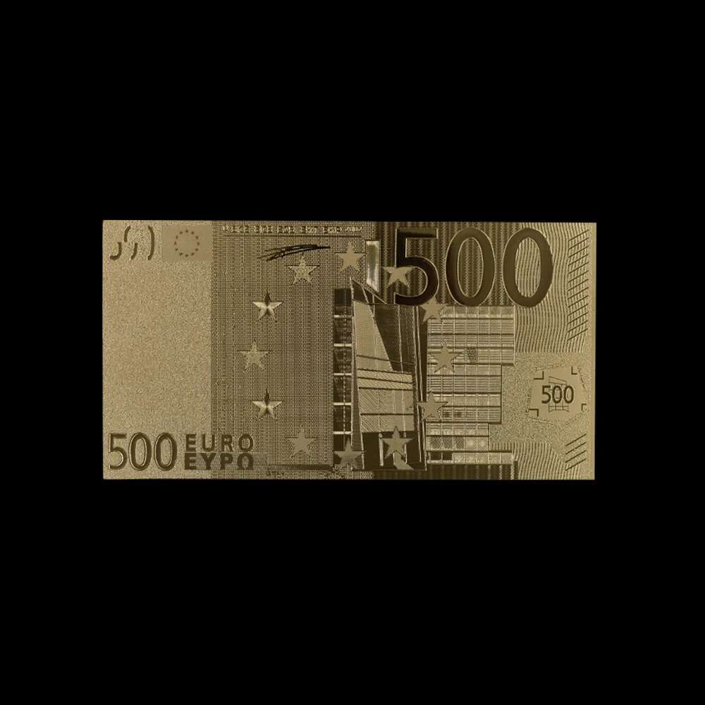 10 шт./лот. Золотой Банкноты евро комплекты 500 EUR золотых банкнот с покрытыем цвета