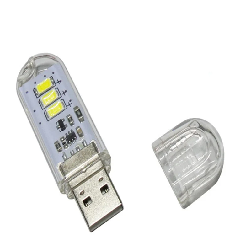 Миниатюрная светодиодная USB лампа Ночной светильник с 3 светодиодами питание