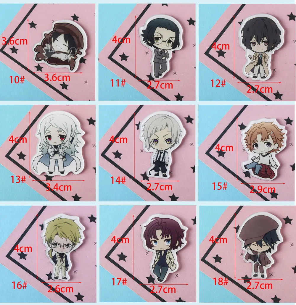 1 шт. микс bungou бродячие собаки мультфильм акриловые значки Kawaii значки на рюкзак Значки для одежды сумки булавка брошь Z68