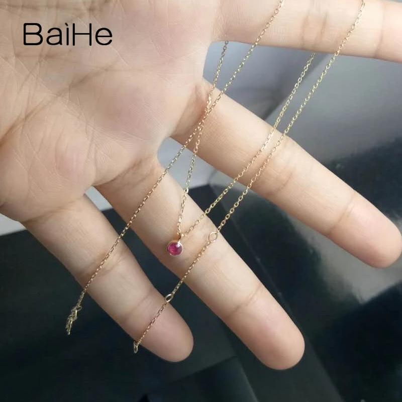 BAIHE 18K желтое золото 0 14 карат Круглые натуральный рубин помолвка ювелирные
