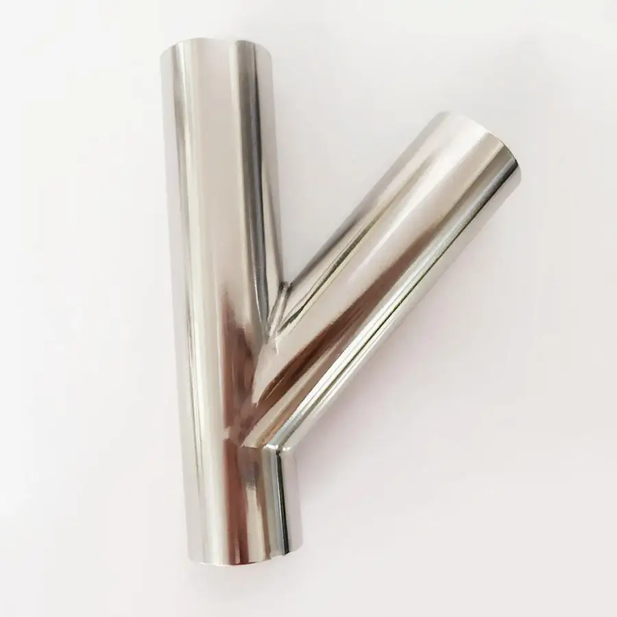 

57mm 2.25" Pipe OD Butt Welding Oblique Y-Shaped 3 Way SUS 304 Stainless Sanitary Fitting Spliter Homebrew Beer Wine