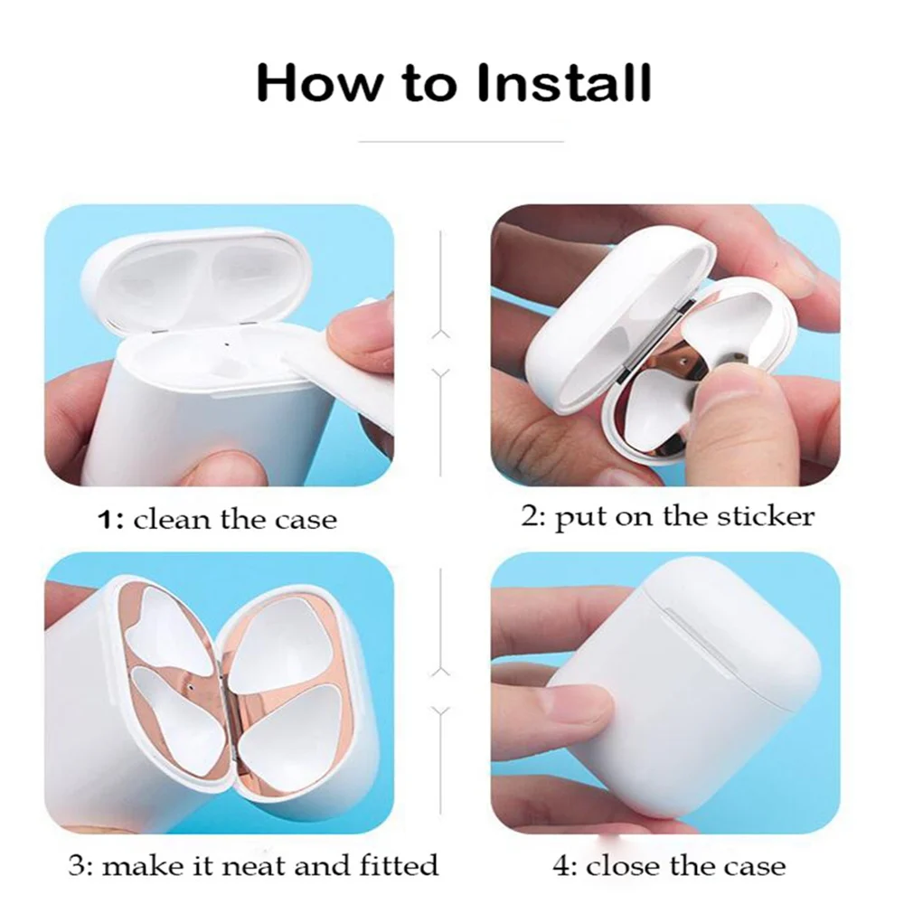 Caseier Проводные модели Универсальный клеящийся порошок для Airpods 1 2 Металл Bluetooth