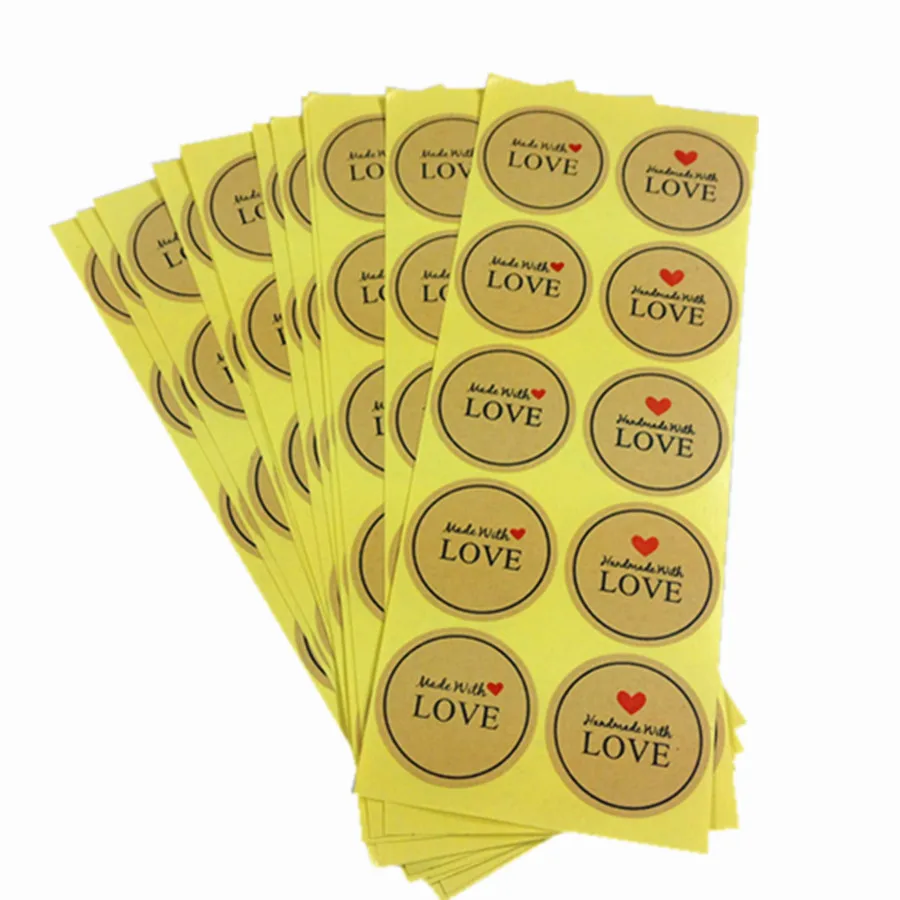 100 шт./лот кожаные круглые наклейки с надписью Love Red Heart для изделий ручной