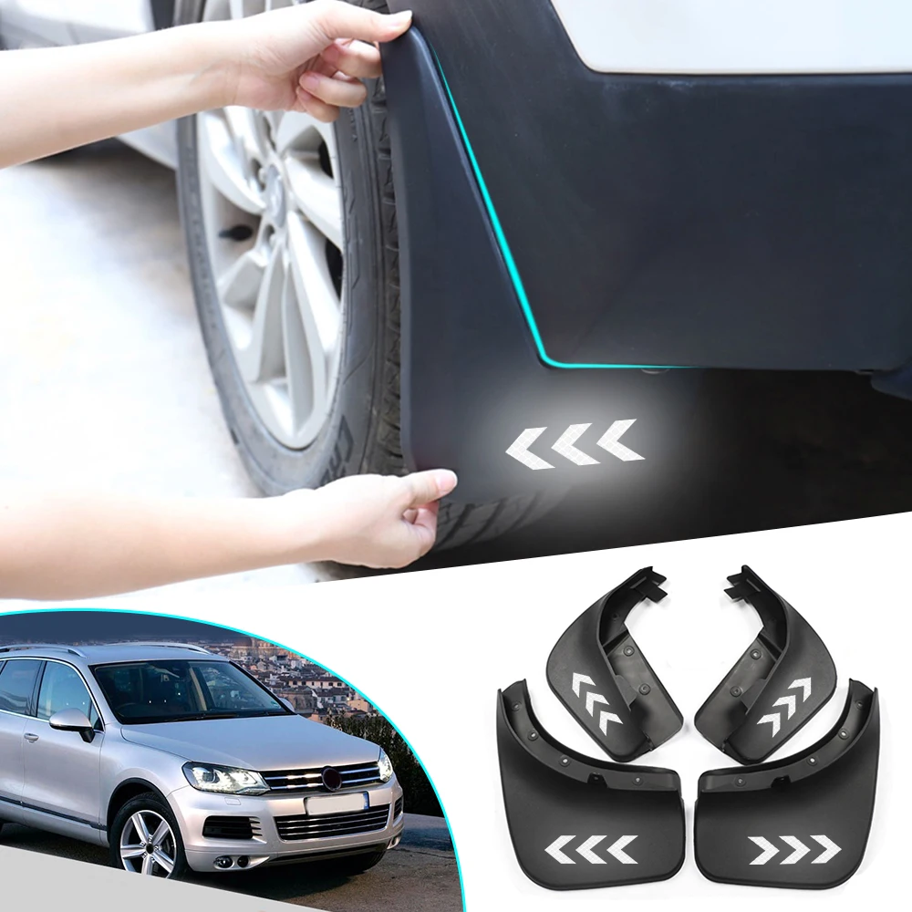 Брызговики для VOLKSWAGEN VW Touareg Mk1 Mk2 2004-2018 защитные отражающие предупреждающие