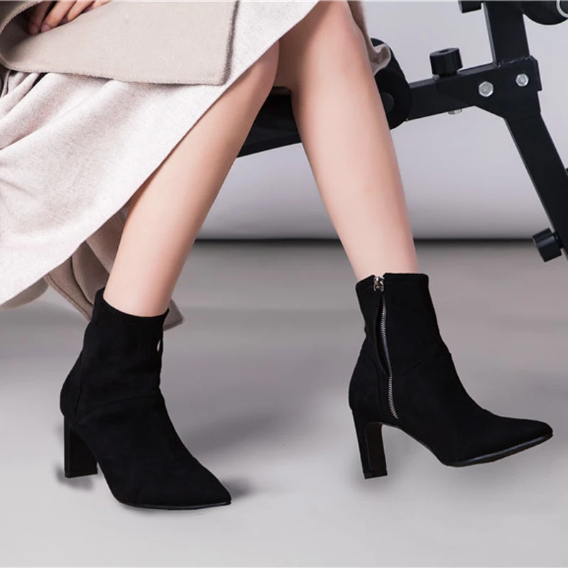 Teahoo Bottine Femme Talon 2020 женские зимние ботинки ботильоны для женщин на высоком каблуке