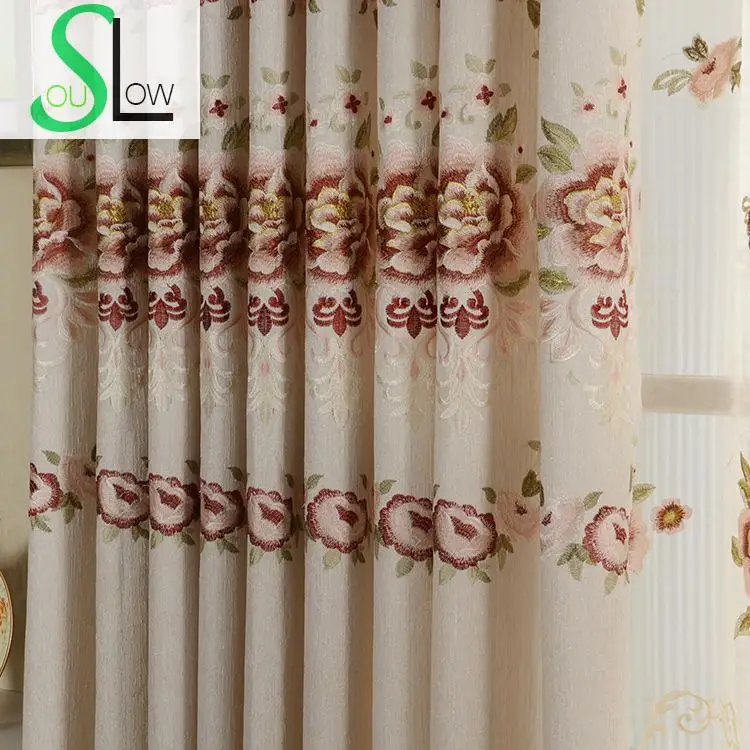 Slow Soul золотые искусственные вышитые европейские Цветочные тюлевые шторы Cortinas