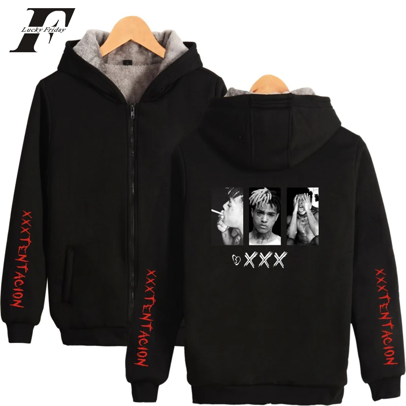 2018 теплая куртка с капюшоном LUCKYFRIDAYF Rapper XXXTentacion на молнии свободная толстовка