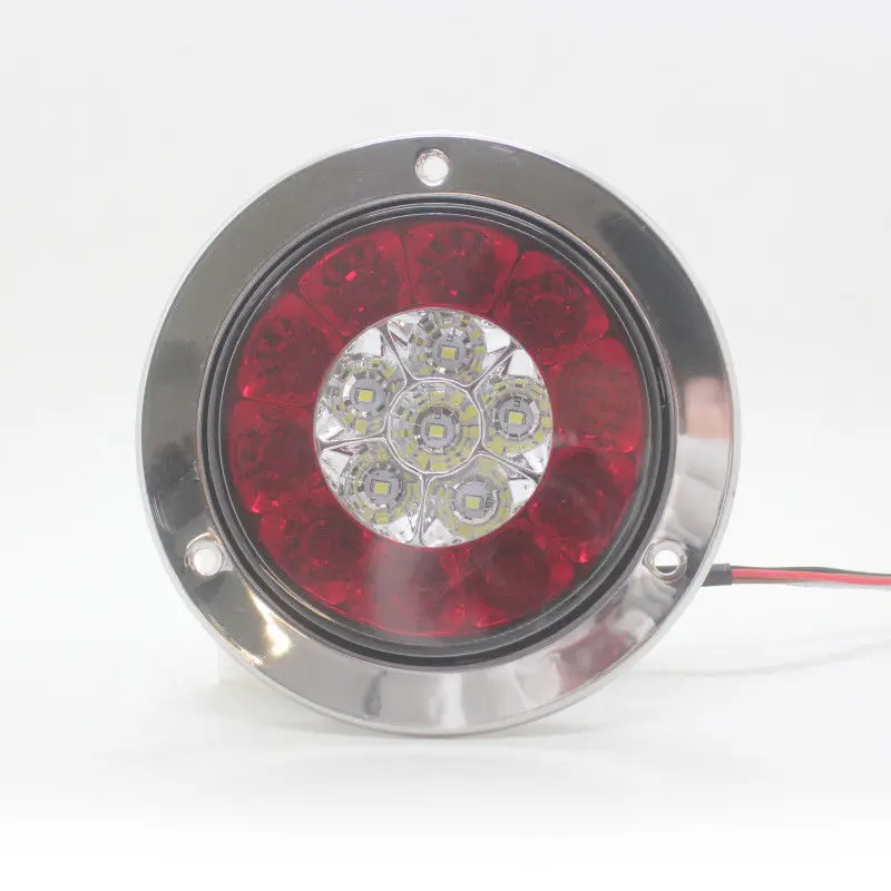 2 шт. 4 дюймовое круглое хромированное кольцо Fuleem 16LED красное и белое для
