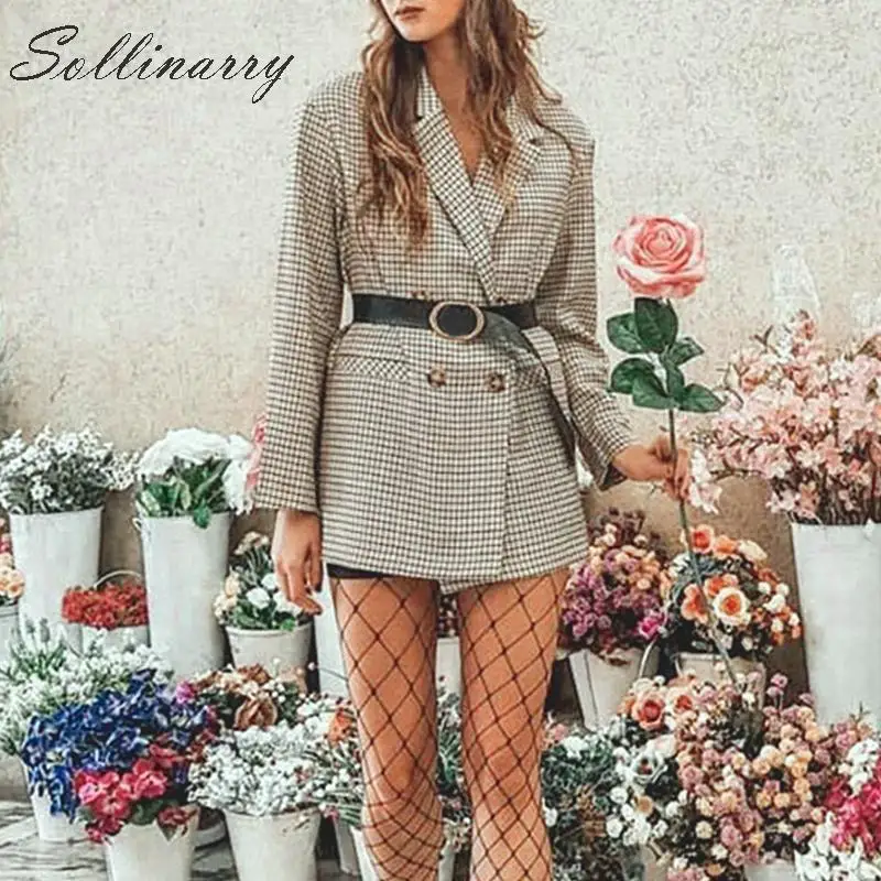 Sollinarry модное осеннее пальто с зубчатыми лацканами куртки женские свободные