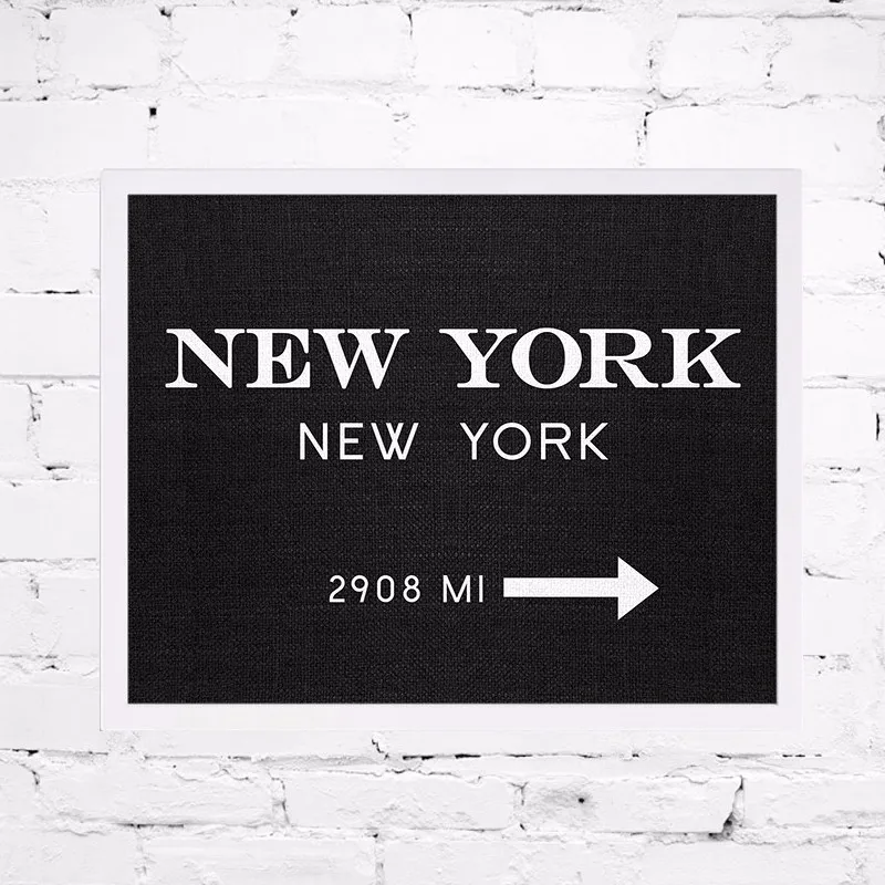 NYC художественный принт черный Нью-Йорк современный печатный плакат холст